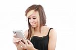 Young Woman Using Tablet Computer Stock Photo