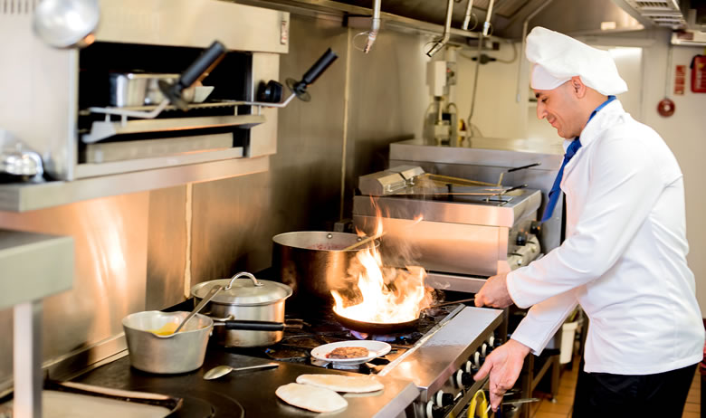 Professional chef at work stock photo