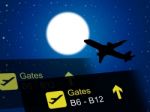 Nighttime Flight Shows Global International And Air Stock Photo