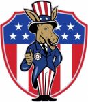 Democrat Donkey Mascot Thumbs Up Flag Stock Photo