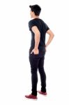 Rear View Of Young Casual Man Stock Photo