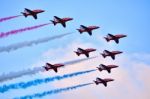 Red Arrows Formation Stock Photo