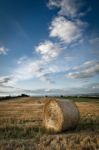 Round Straw Bales - Field Stubble Stock Photo