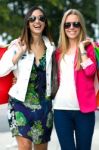 Two Young Friends Shopping Together Stock Photo