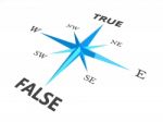 True False Compass In Blue Stock Photo