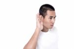 Cant't Hear You Clearly! Stock Photo