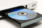 Disk Drive In Dvd Player Stock Photo
