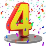 Fourth Four Indicates Happy Birthday And 4 Stock Photo