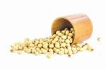 Soybeans In Wood Cup Stock Photo