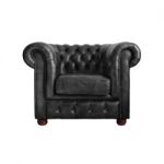 Black Leather Armchair Stock Photo