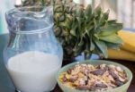 Organic Muesli Means Milk Nutrition And Grain Stock Photo