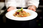 Delicious Spaghetti Is Ready To Serve ! Stock Photo