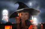 Little's Witch,little Girl In A Witch Costume For Halloween Stock Photo