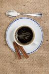 Espresso Coffee With Cinnamon Stock Photo