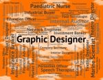 Graphic Designer Indicating Pictorial Jobs And Symbolic Stock Photo