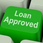 Loan Approved Key Shows Credit Lending Agreement Stock Photo