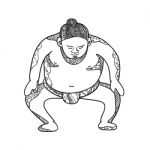 Sumo Wrestler Stomping Doodle Stock Photo