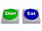 Eat Diet Buttons Shows Eating And Dieting Stock Photo