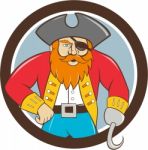 Captain Hook Pirate Circle Cartoon Stock Photo