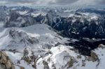 View From Sass Pordoi In The Upper Part Of Val Di Fassa Stock Photo