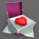 Gift Heart Indicates Valentine Day And Gift-box Stock Photo