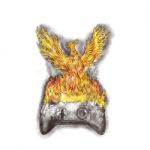 Phoenix Rising Over Burning Game Controller Tattoo Stock Photo