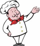 French Chef Welcome Greeting Cartoon Stock Photo