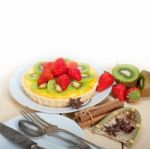 Kiwi And Strawberry Pie Tart Stock Photo