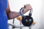 Bodybuilder With Kettle Bell Stock Photo