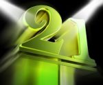 Golden Twenty One On Pedestal Displays Entertainment Awards Or P Stock Photo