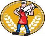 Flour Miller Carry Sack Wheat Oval Stock Photo