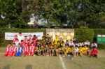 Bangkok, Thailand - Nov 2016: In The Nov 23, 2016. Youth Soccer Match, In Pieamsuwan Elementary School Stock Photo