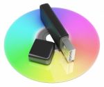 Usb And Dvd Storage Shows Portable Memory Stock Photo