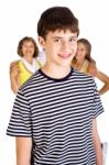 Young Boy With Family Stock Photo