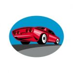 American Muscle Car Oval Retro Stock Photo