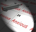 Anxious Calendar Displays Worried Tense And Uneasy Stock Photo