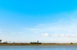Landscape Of Water Canal With Blue Sky And Clouds Stock Photo