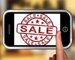 Sale On Smartphone Shows Price Reductions Stock Photo