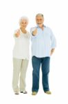 Elderly Couple With Thumbs Up Stock Photo
