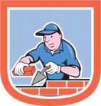 Bricklayer Mason Plasterer Worker Cartoon Stock Photo