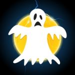 Halloween White Ghost Thunderbolt Moon Stock Photo
