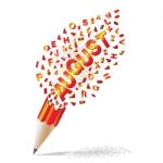 Creative Pencil Broken Streaming With Text August Illustration V Stock Photo