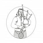 Scottish Bagpiper Doodle Art Stock Photo