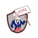 Uncle Sam American Placard Vote Crest Cartoon Stock Photo