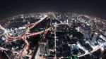 Cityscape Night, Bangkok Bird Eye View Stock Photo