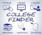 College Finder Means Search Out And Educate Stock Photo