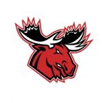 Angry Moose Head Side Mascot Stock Photo