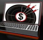 Dollar Symbol On Laptop Showing Investments Stock Photo