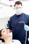 Female Patient All Set For Dental Checkup Stock Photo