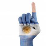  Flag Of Argentina On Hand. Stock Photo